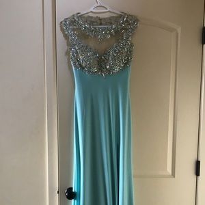 Light Blue Floor Length Dress with Slit